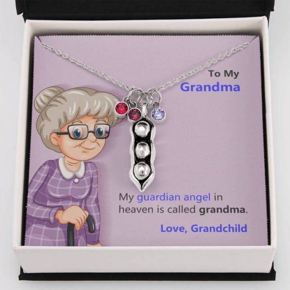 grandma necklace with grandkids birthstones