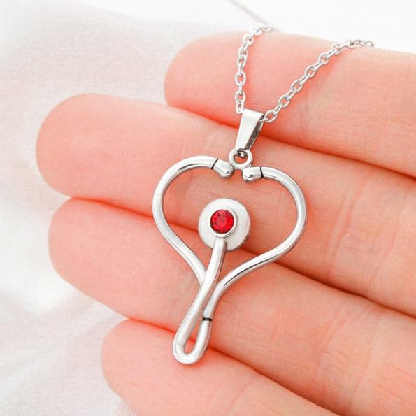 nurse heart stethoscope necklace